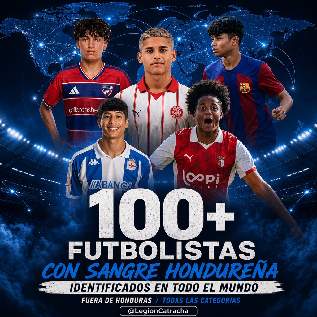 Hemos logrado identificar a más de 100 futbolistas de sangre hondureña en el extranjero, distribuidos en distintas categorías desde formativas hasta nivel profesional.🇭🇳🌎⚽️🙌🏻