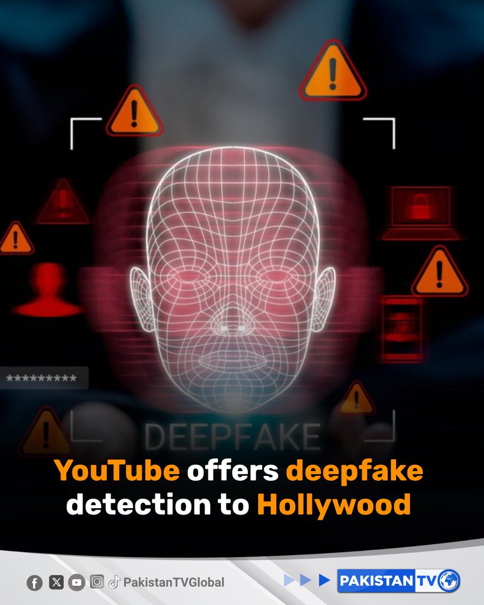 PakTVGlobal's tweet photo. YouTube is offering Hollywood celebrities and entertainers a free detection tool to help combat their deepfakes, expanding the Google-owned video platform's efforts to guard against AI-driven impersonations.
#YouTube #DeepfakeDetection #AISafety #DigitalSecurity #PakistanTV https://t.co/Nc6aLCBiCr