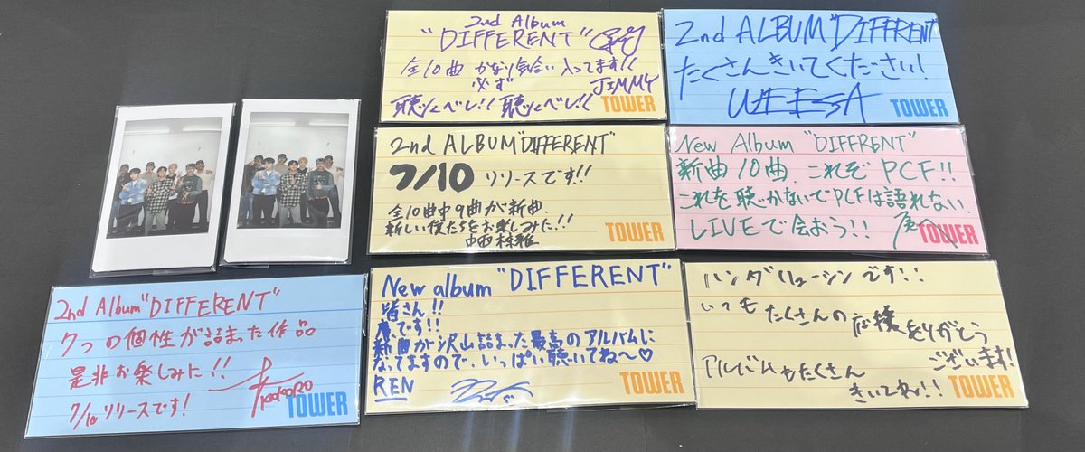 TOWER_Odaka's tweet image. 【#PSYCHICFEVER 💚②】
昨日イベントを開催いただいた
PSYCHIC FEVERの皆様！

💚直筆コメントカード
💚チェキ×2😭🙌🏻🙇‍♀️
💚LDHコーナー看板にサイン！
いただきましたーー！！！😭💚泣

ついに、サイフィのサインが
LDHの看板に…🥹🫶🏻🫧嬉

店内に展示しますので 
#ForEVER の皆様ぜひご覧下さい！💚