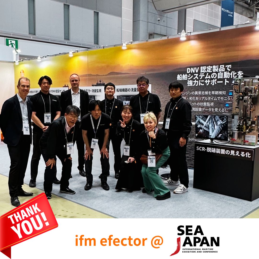 ifm_JP's tweet photo. 3日間にわたり #SEAJAPAN にご来場いただき、誠にありがとうございました。

#ifm ブースでは、船舶の自動化を実現する各種センサ・システムをはじめ、ノーコードIIoTプラットフォーム #moneo を活用した状態監視・予知保全・既存設備を活かした自動化ソリューションをご紹介しました。

会期中、多くの皆さまにお立ち寄りいただき、貴重なご意見・ご質問をいただけたことに心より感謝申し上げます。

展示内容や弊社ソリューションにご興味をお持ちいただけましたら、ぜひ下記URLよりお気軽にお問い合わせください。
🔗https://t.co/mhkqCE0DZd

今後も、船舶・海事分野における自動化・デジタル化の推進に貢献するソリューションをお届けしてまいります。

引き続きよろしくお願いいたします。