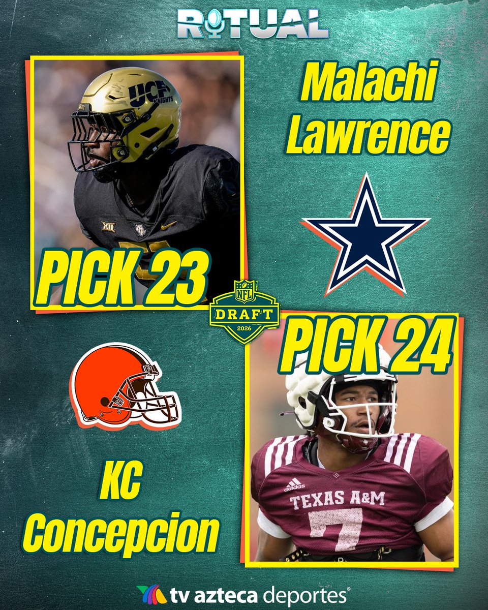 AztecaDeportes's tweet photo. Malachi Lawrence llega a los Cowboys y KC Concepcion es nuevo jugador de los Browns.
#RitualNFL 🏈 #NFLDraft https://t.co/J09ko67eL3