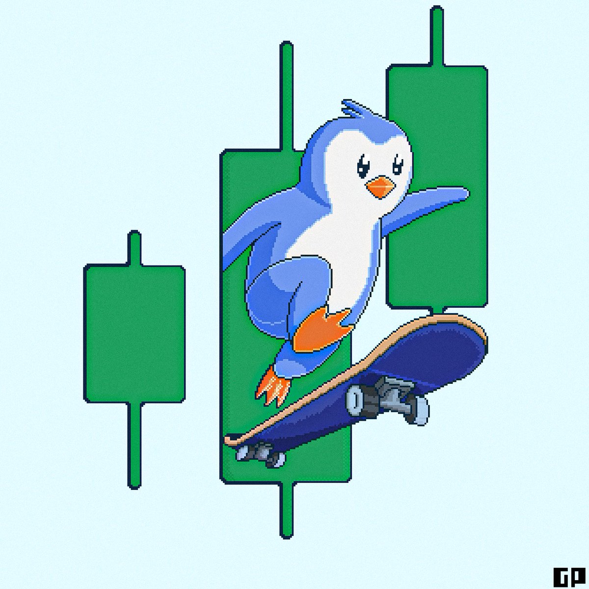 ZackGphom's tweet image. bullish 🐧

fan art for @pudgypenguins 

#PudgyPenguins #PENGU #PixelArt #NFTart #CryptoArt