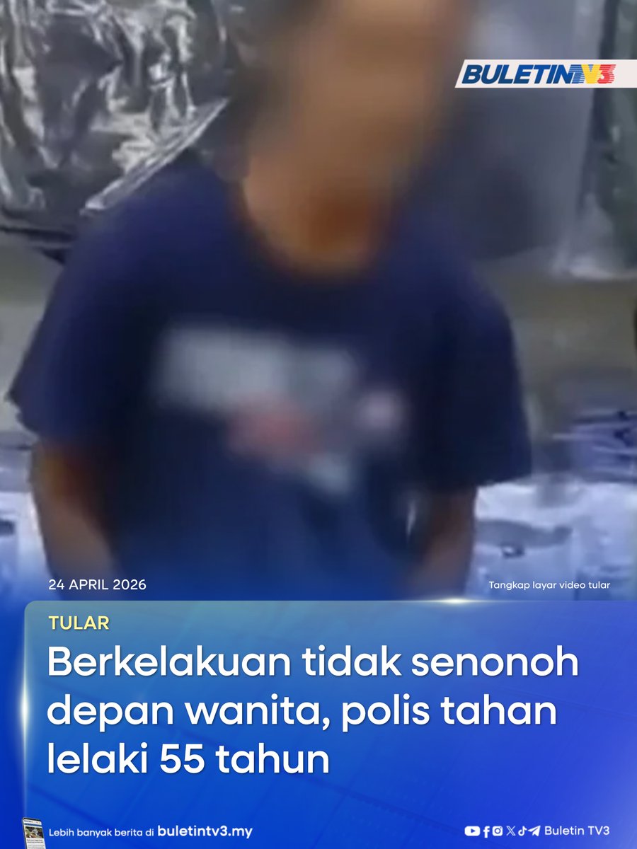 BuletinTV3's tweet photo. TULAR | Polis menahan seorang lelaki yang tular selepas melakukan gangguan seksual terhadap wanita dengan berkelakuan tidak senonoh dalam sebuah pasar raya.
#BuletinTV3 #BeritaTerkini #GangguanSeksual #PDRM #KesTular #Jenayah
Berita penuh di https://t.co/gLpbaOZrfN https://t.co/jdcXwoby15