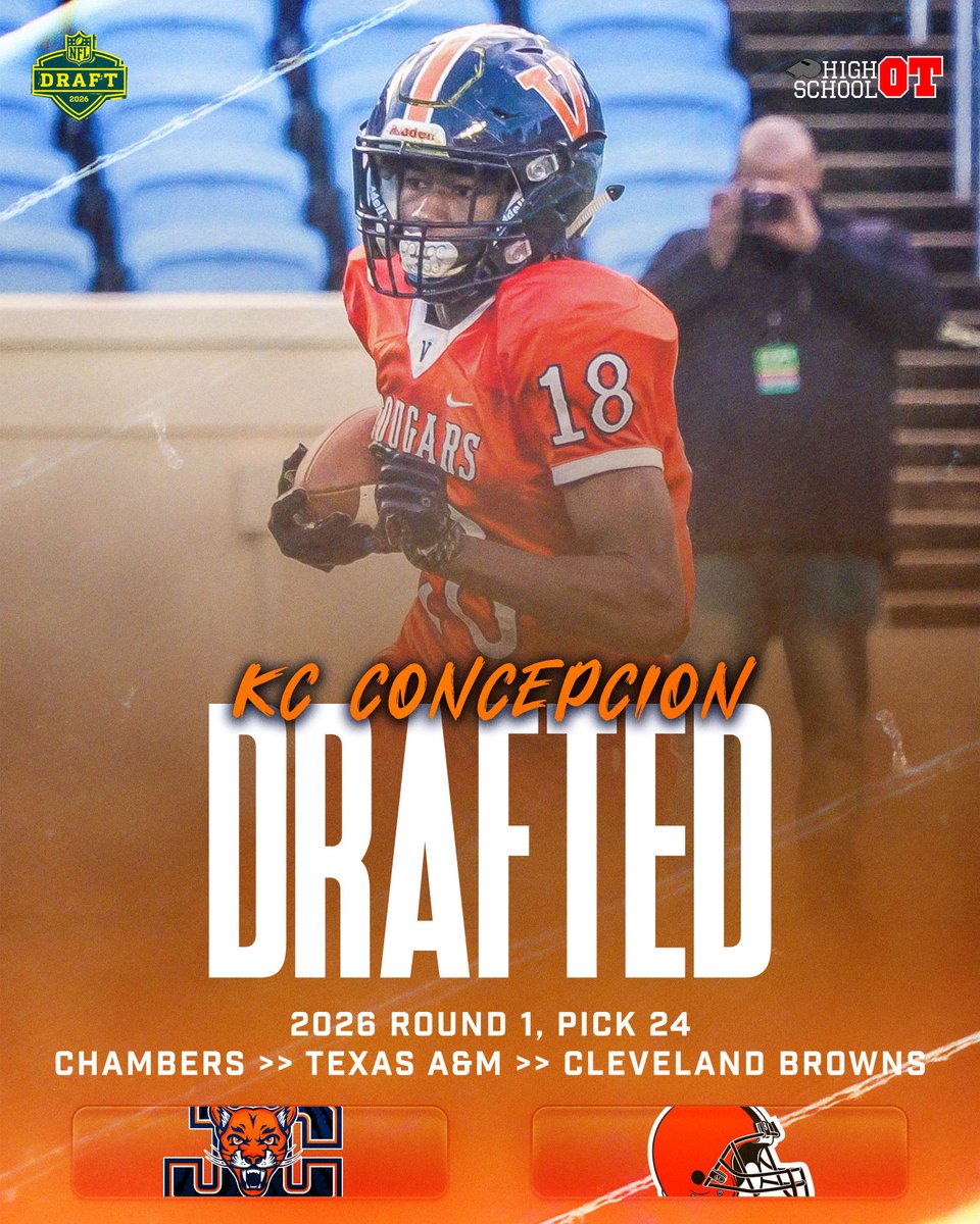 He's used to orange.

Former Chambers HS state champion KC Concepcion has been drafted by the Cleveland Browns with the 24th overall pick in the 2026 NFL Draft.

It's the second straight year a former Chambers player has been selected in the first round.
