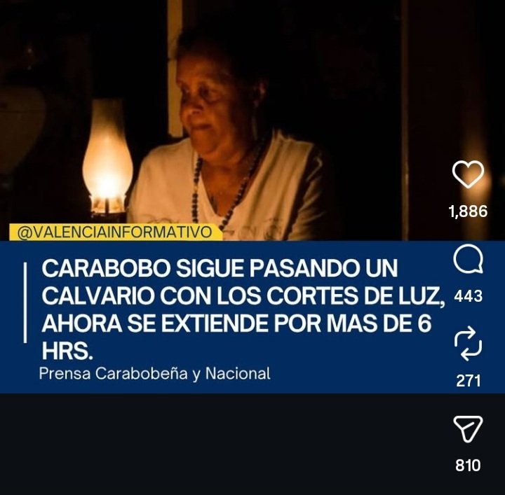 eladior's tweet photo. LOS APAGONES EN CARABOBO SON UNA TORTURA DIARIA Y QUE    EXTIENDEN HASTA POR 7 HORAS. LA SITUACIÓN  EN ZONAS COMO7 NAGUANAGUA ES   OSOST
EEN9BÑE https://t.co/na186AsjXz