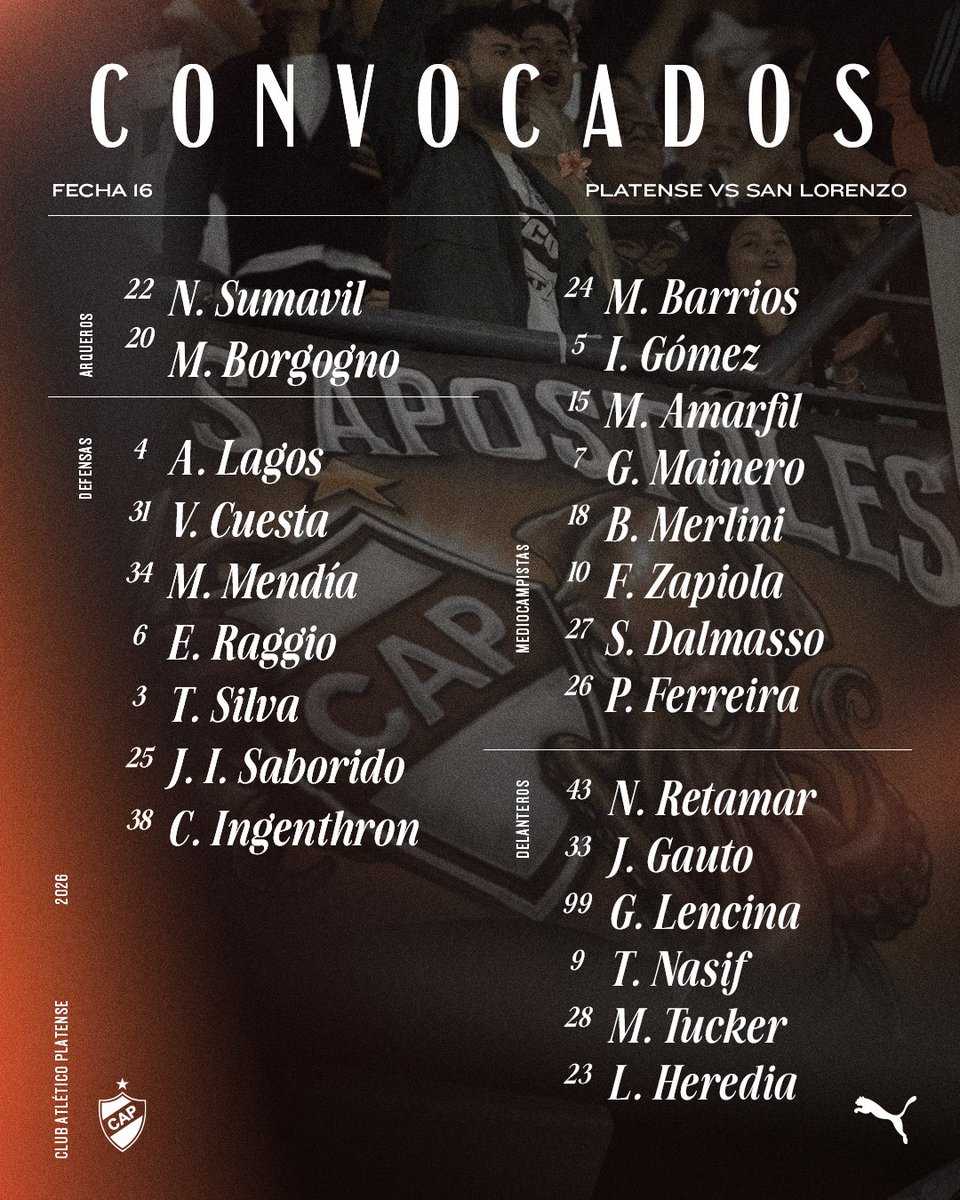 WalterVerst's tweet image. #TorneoApertura #Fecha16 
Los convocados de 
#PLATENSE y de #SANLORENZO 
 
Árbitro: Hernán Mastrángelo
VAR: Laura Fortunato

Y ahí estaremos #VamosPlatense!!