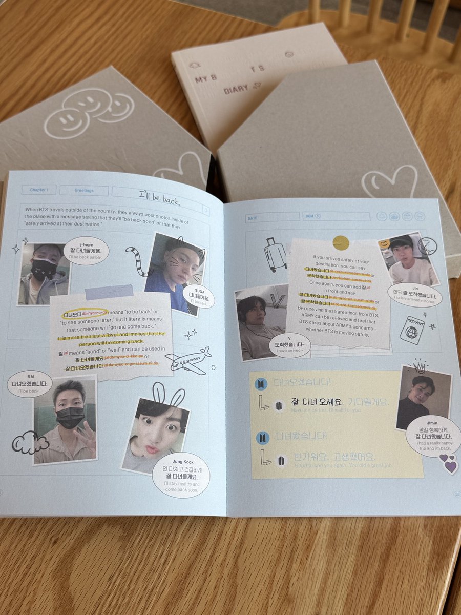 Stop saying “Have a safe flight!”
Say “잘 다녀오세요!” instead💜

Master BTS’ Korean messages by transcribing them in your own hand.
MY BTS DIARY 👉 link.cake.day/bts.diary