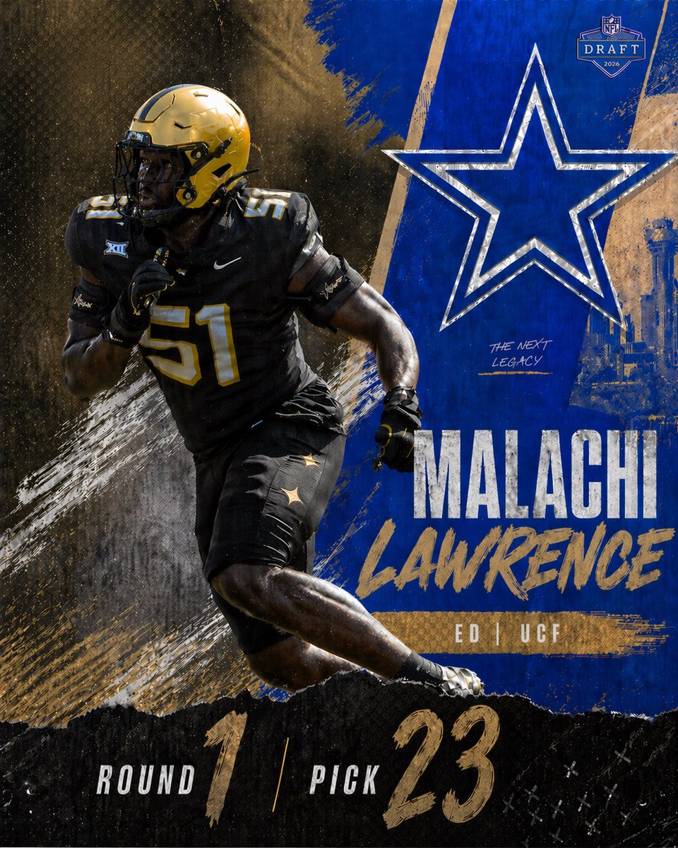 The #Cowboys are taking UCF Edge Malachi Lawrence with the No. 23 overall pick.