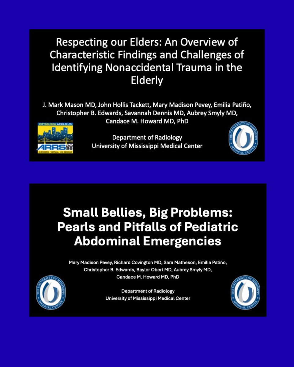 UMMCRads's tweet photo. Proud of our residents at #ARRS2026!🎉
Dr. Aubrey Smyly presented two oral abstracts, one of which received a 🏅Certificate of Merit. Our resident team also contributed multiple educational exhibits across diverse imaging topics—an outstanding display of scholarship and teamwork. https://t.co/2E5kVAURkI
