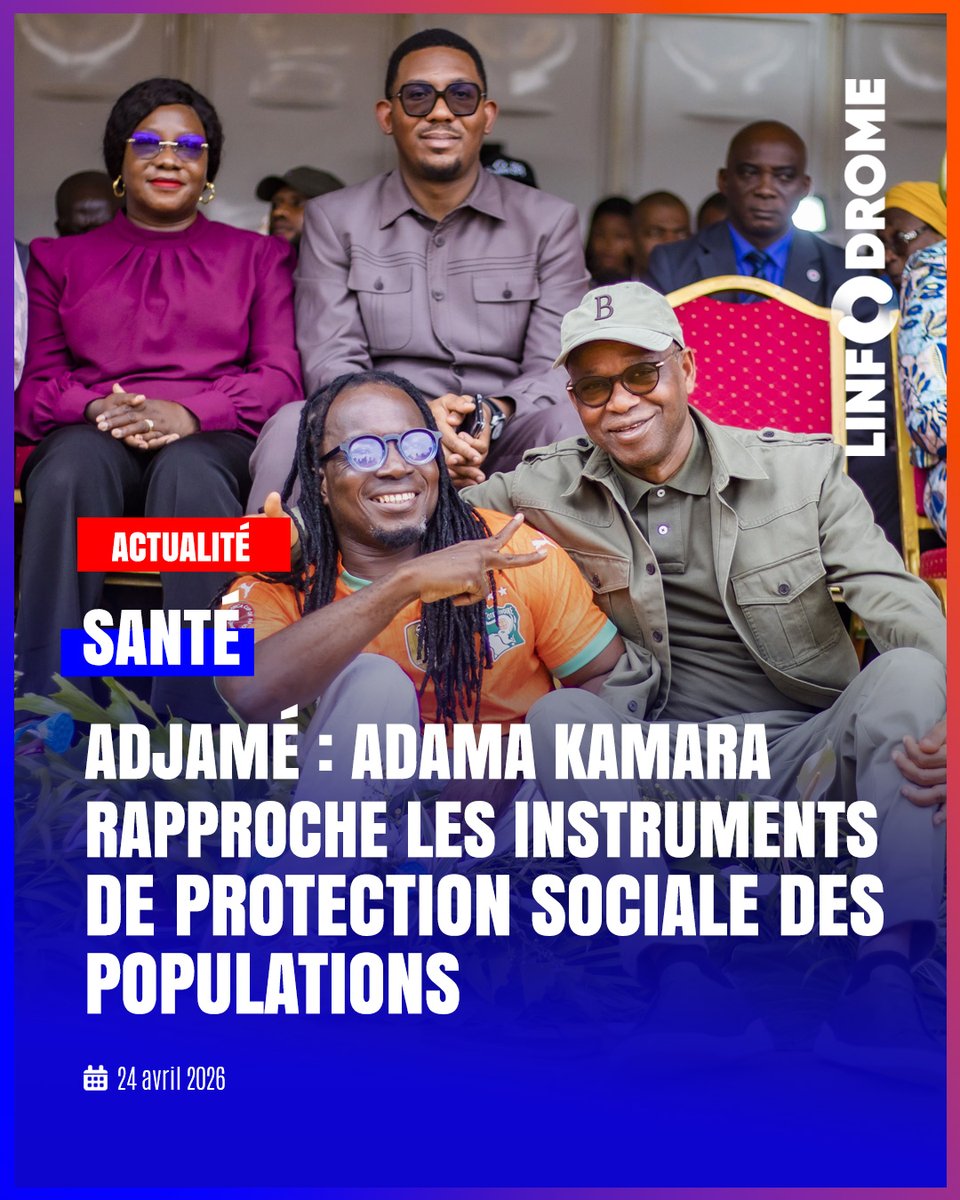 Linfodrome's tweet image. Me Adama Kamara, ministre ivoirien de l’Emploi, de la Protection sociale et de l’Enseignement professionnel, a procédé, ce jeudi 23 avril 2026, à l’ouverture du « Village protection sociale » d’Adjamé.

#Linfodrome