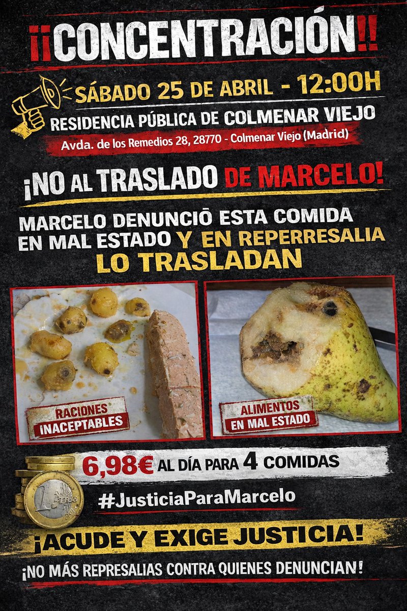 Por favor, Marcelo nos necesita, han lanzado una campaña para difamar a Marcelo con acusaciones muy graves que son mentira. Está claro que la <a href="/ComunidadMadrid/">Comunidad de Madrid</a> nos quiere callad@s, como en la dictadura, pero ha dado en hueso, denunciaremos TODO.  
 Exigimos #JusticiaParaMarcelo