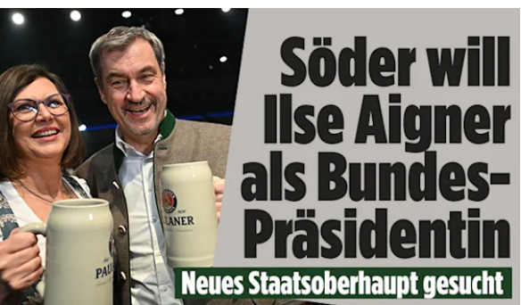 Prankmelder's tweet photo. Bauern-Slang beyond Bayern: #Söder will Ilse #Aigner als #Bundespräsidentin! Obwohl, wieviel schlimmer als Frank "Abu" #Steinmeier kanns noch werden? 

#cdu #csu #bayern #spd #bundesregierung https://t.co/lgdbvhoL8X