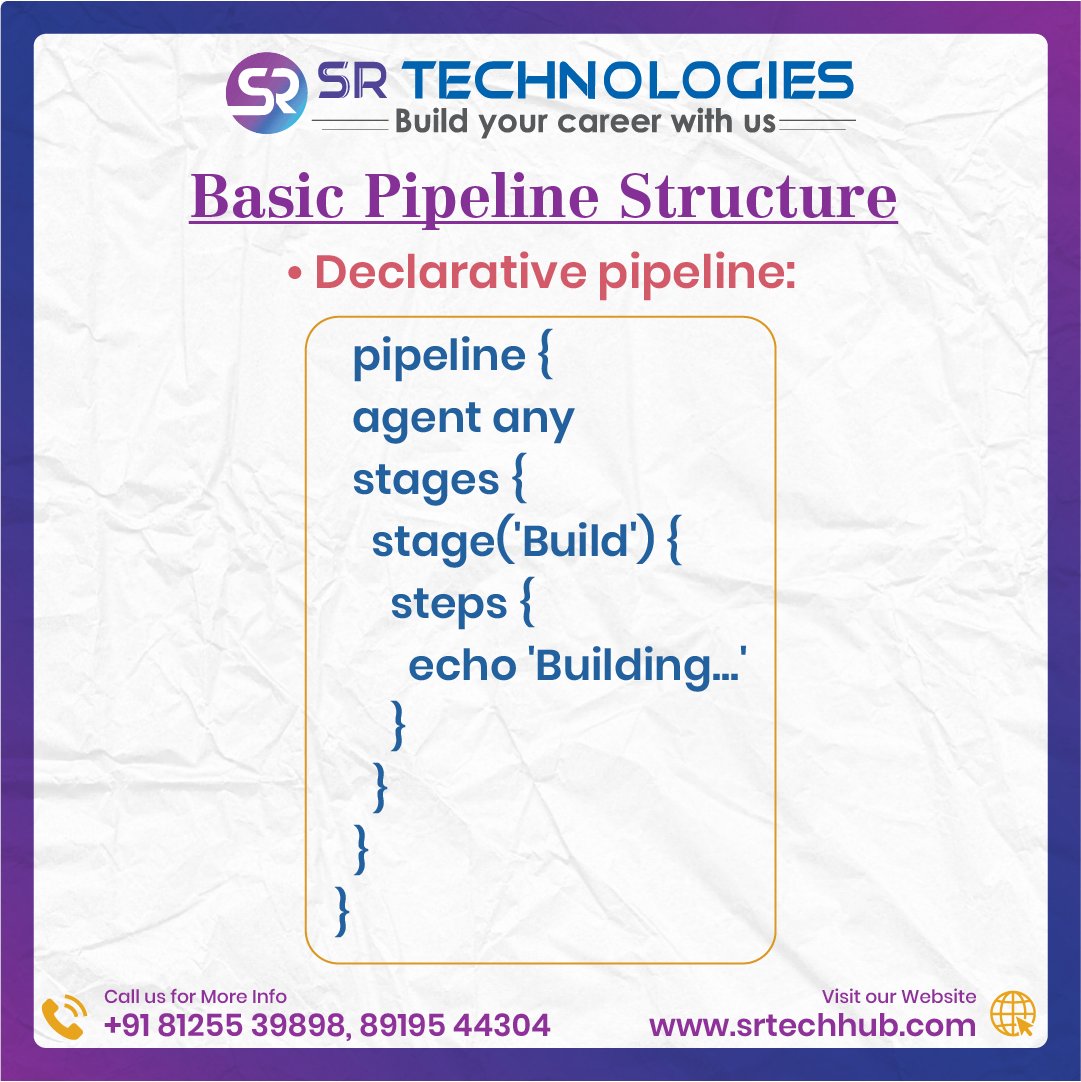 srdevopshub9's tweet image. Jenkins Pipeline is a must-learn skill for DevOps roles.

It helps automate CI/CD with:
• Pipeline as Code
• Build, Test, Deploy stages
• Environment variables
• Shell commands
• Post actions

#Jenkins #DevOps #CICD #JenkinsPipeline #AWS #Azure #DevOpsTraining