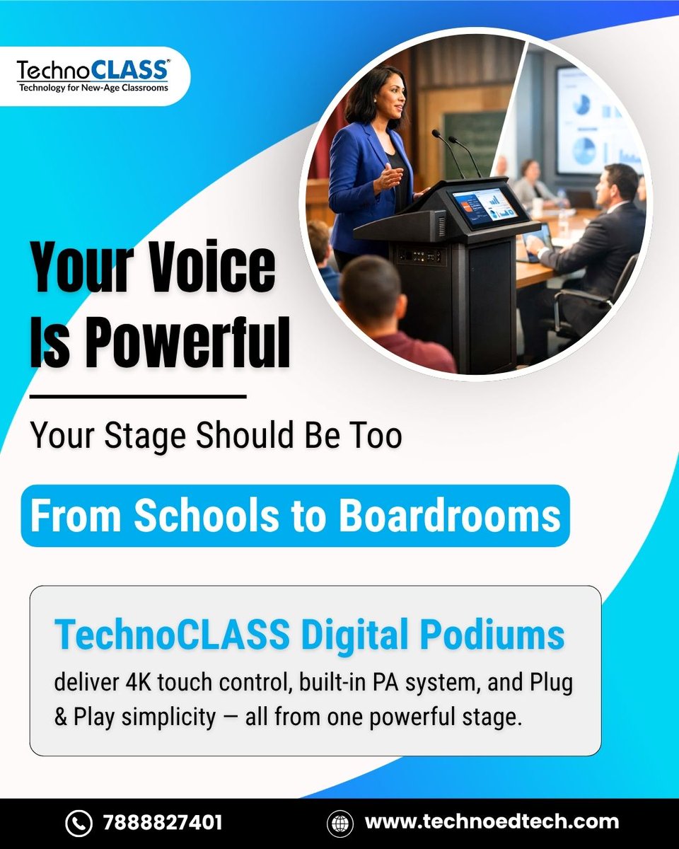 technoclass401's tweet image. The best presentations don't start with great slides.
They start with a stage that just works. 🎯
#TechnoCLASS #DigitalPodium #SmartClassroom