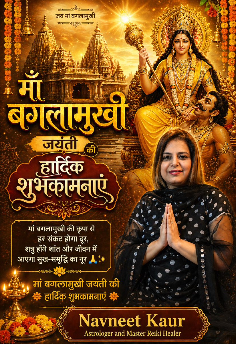 navneetd39's tweet image. मां बगलामुखी की कृपा से हर संकट होगा दूर,
शत्रु होंगे शांत और जीवन में आएगा सुख-समृद्धि का नूर 🙏✨

मां बगलामुखी जयंती की हार्दिक शुभकामनाएं 🌼🕉️

#MaaBaglamukhi #BaglamukhiJayanti #DivineBlessings #SpiritualPower #Astrology #NavneetKaur #ReikiHealer