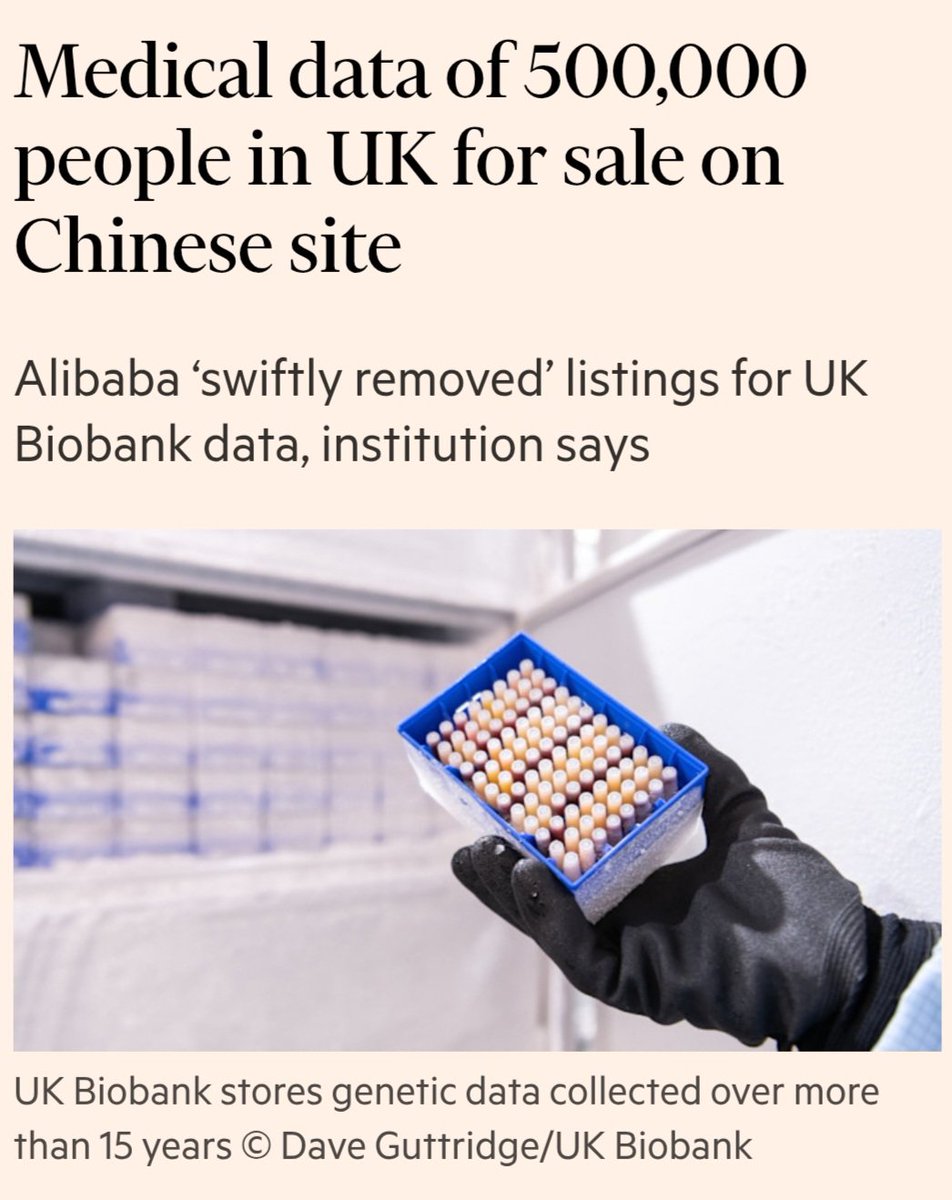 solidarityhk's tweet image. 500 000 dossiers médicaux de #UK #Biobank étaient vendus sur #Alibaba en #Chine. UK juge qu'aucun achat n'a eu lieu, mais plus de données circulent probablement sur le dark web. #Hacker #CyberSecruity @EUCouncil @EUparliament