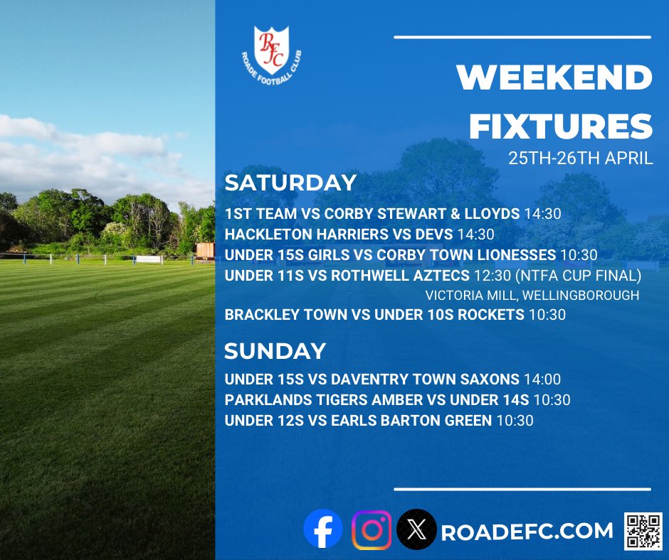 RoadeFC's tweet photo. Our weekend fixtures 💙⚽️ https://t.co/E3QToljJnA