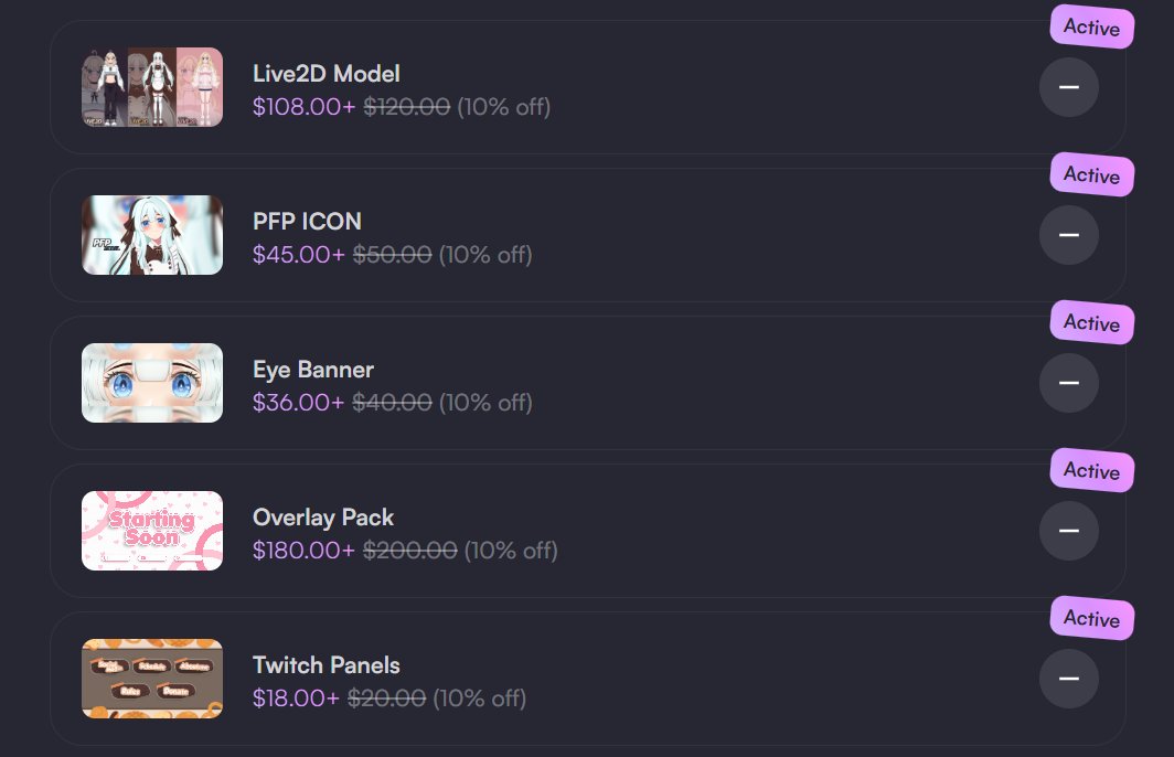 AAAA surprise sale!! 🎀✨

my commission prices are discounted for limited time 💙
grab your slot before it’s gone!!
➜ Live2D Models
➜ Overlay
➜ Twich Panels
➜ PFP

order here:
 vgen.co/Mochichuu

#VGenOpen #commissionsopen
