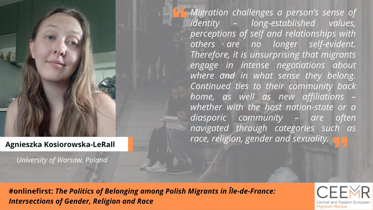 CEEMigrationRev's tweet photo. In her newly published paper, Agnieszka Kosiorowska-Le Rall argues that Polish migrants in France negotiate their identity through embracing or distancing themselves from various discourses on race, sexuality and religion. Link: https://t.co/zMXohh3MUD https://t.co/sDAjuoGPhH