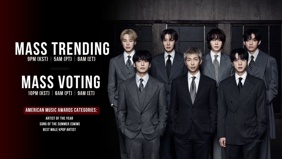 📢| AMAs 2026 VOTING RESET

JOIN OUR MASS VOTING LATER,as we need more voters. If you can't, you may drop your votes now.

🏆Artist of the Year
🏆Song of the Summer
🏆Best Male K-Pop Artist

Web:
🔸vote.theamas.com
Insta:
🔸bit.ly/AVT_AMAs_Artist
🔸bit.ly/AVT_AMAs_Song_…