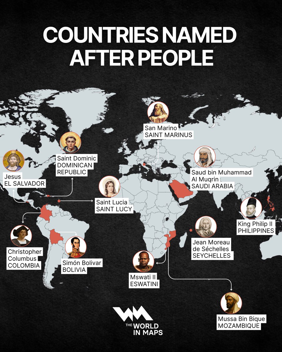 Countries named after people.