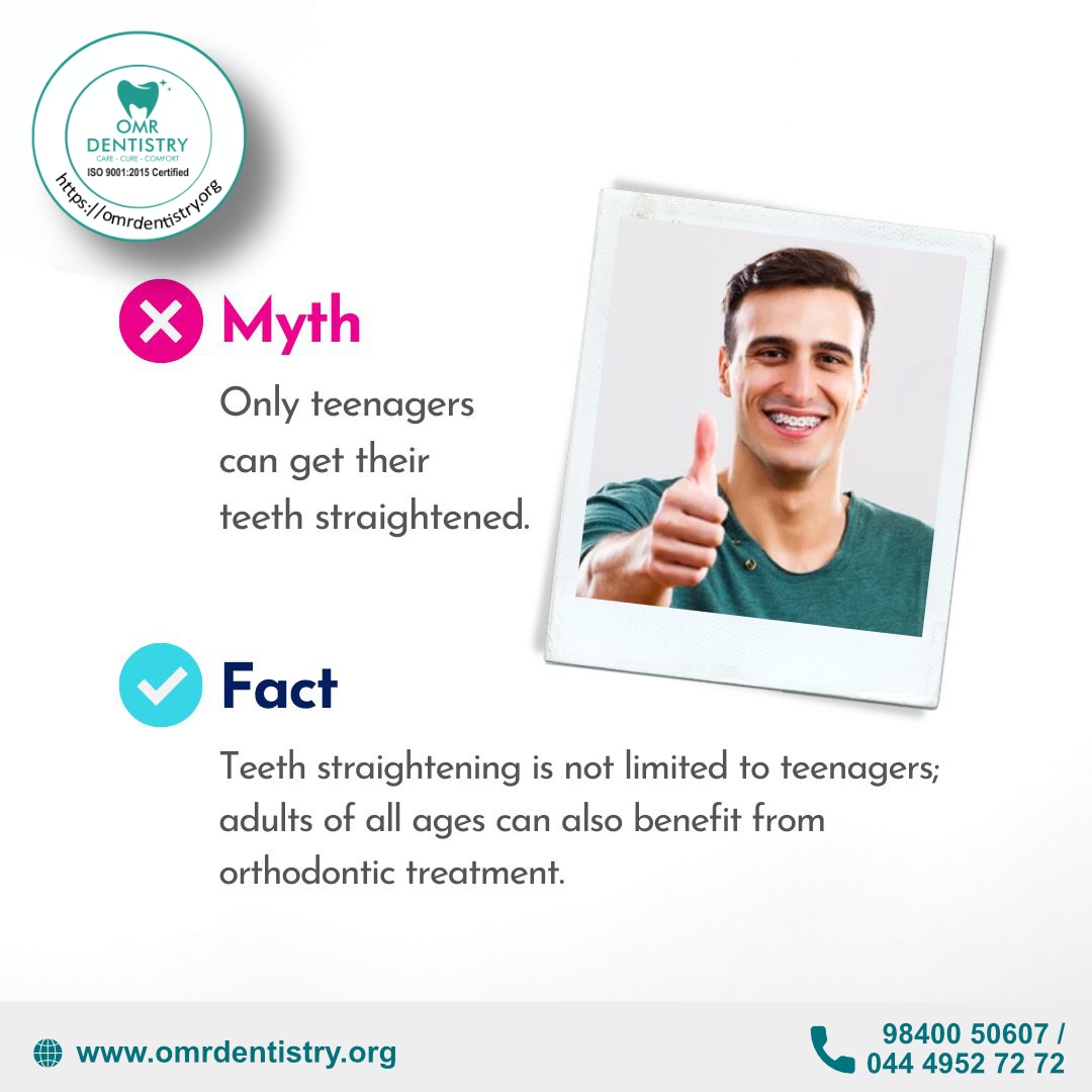 DentistryOmr's tweet image. It’s never too late to invest in your smile. 😁✨
Teeth straightening isn’t just for teens—confidence has no age limit! 🦷💙
#SmileAtAnyAge #DentalCare #ConfidenceBoost #HealthySmile #OMRDentistry