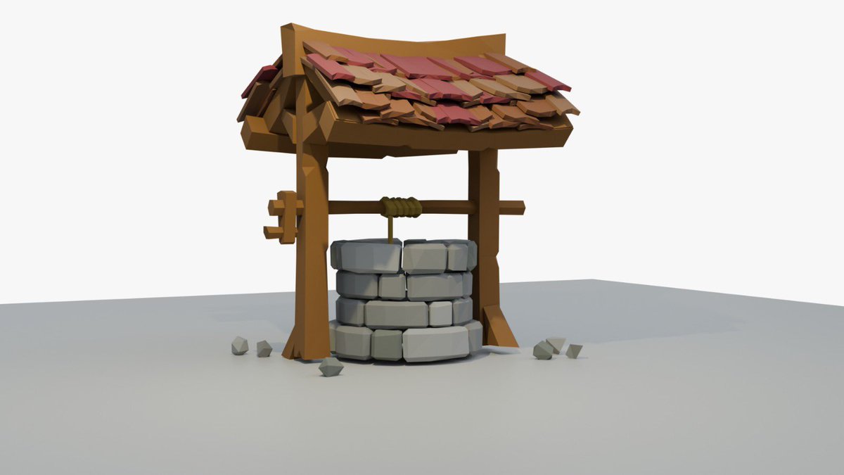 thatcrypt00guy's tweet image. Finally finished this shiii. Low Polly well with blender #3d