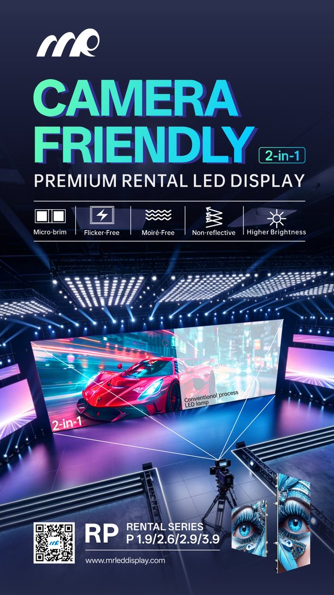 MightaryLED's tweet image. No Flicker. No Moiré. Just Clean Footage.🎥✨ 
Flicker-Free, Moiré-Free Performance 
Low-Reflection Surface for Clean
Seamless Visual SurfaceHigh Brightness for Controlled Environments
🔗 Explore our rental solutions: mrleddisplay.com/RP/364.html
#MRLED #LEDDisplay #LiveEvents