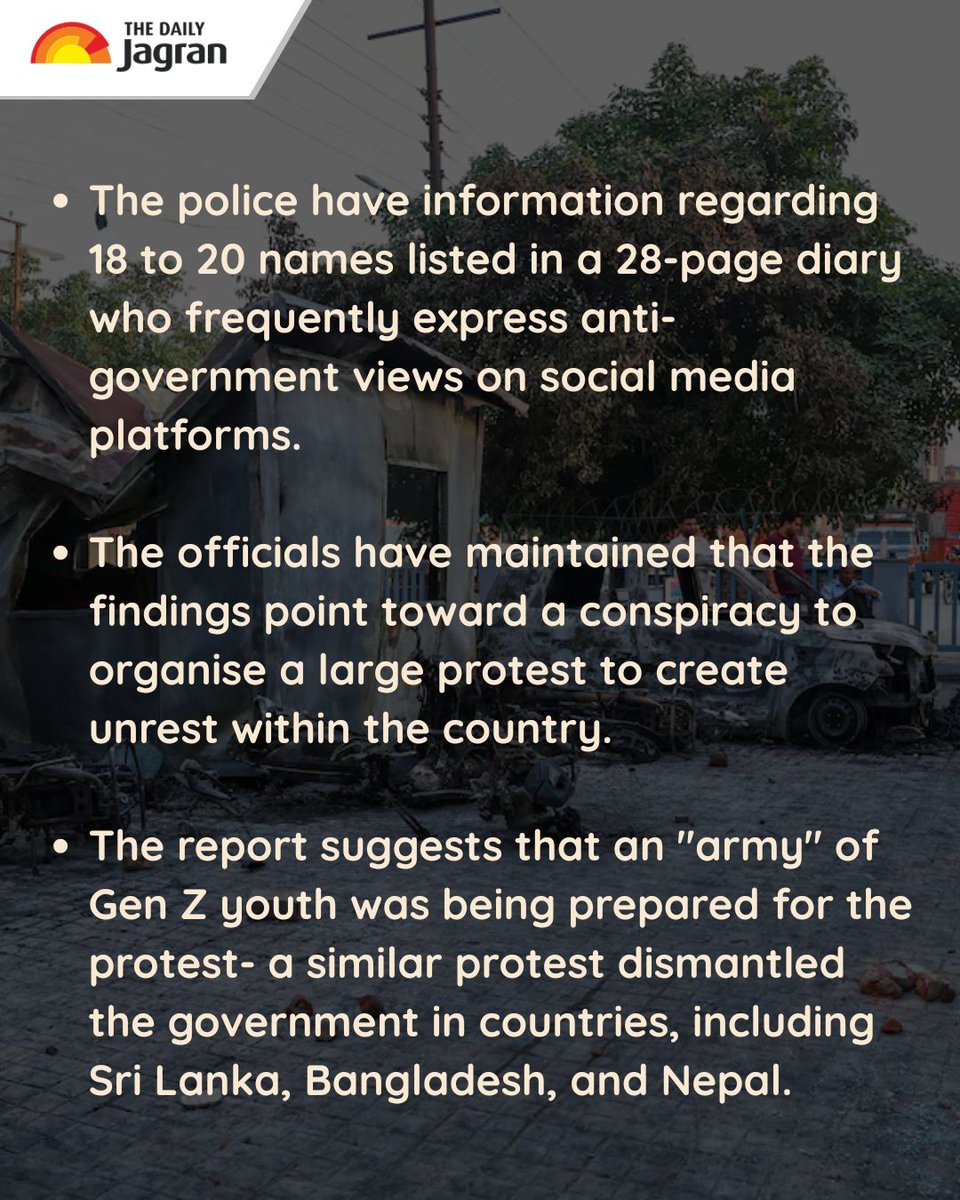 TheDailyJagran's tweet image. Probe into Noida workers’ protest reveals alleged plans to mobilise Gen Z youth for large-scale unrest, with investigators examining a diary detailing recruitment strategies and coordination efforts.

#NoidaProtest #GenZ #BreakingNews #IndiaNews #PoliceProbe