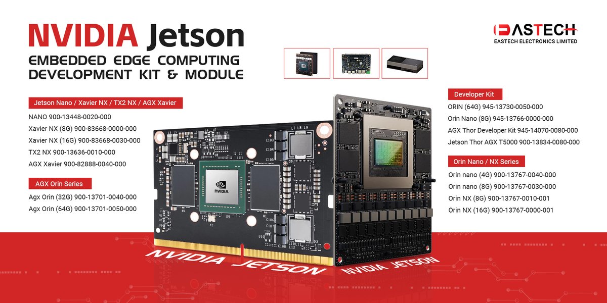Eastech2004's tweet photo. Build smarter, faster, and more connected systems with NVIDIA development platforms.⚡
More NVIDIA Product: https://t.co/O8yT3KGOBc

#NVIDIA #modules #ai #development #developmentkit #iot #robotics #jetson #jetpack #arduino #embedded #embeddedsystem #artificialintelligence #gpu https://t.co/b1poPqkMMG