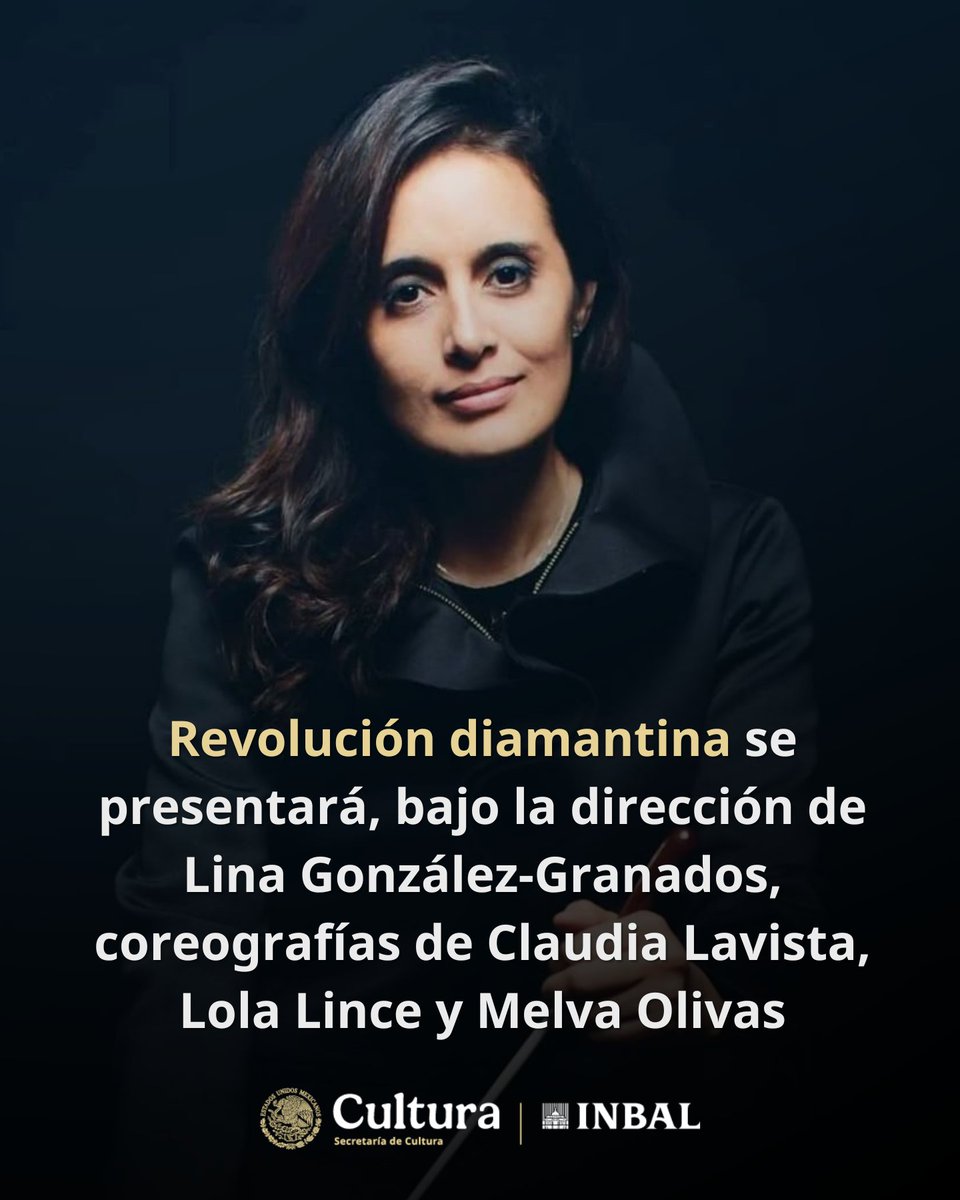 bellasartesinba's tweet photo. 🙋🏻‍♀️ Revolución diamantina, de Gabriela Ortiz, llega a la Sala Principal del Palacio de Bellas Artes como una propuesta escénica que transforma una experiencia colectiva en lenguaje coreográfico y musical.

Con la participación del @CEPRODAC y la Orquesta Urtext, bajo la dirección de Lina González-Granados, esta obra —con coreografía de Claudia Lavista, Lola Lince y Melva Olivas— articula distintas voces creativas para construir un montaje donde el cuerpo, el sonido y el espacio dialogan desde el presente.

Un encuentro entre creación contemporánea y memoria social que se despliega en escena.

📍 @PalacioOficial 
📅 Sábado 4 de julio | 19:00 h
📅 Domingo 5 de julio | 17:00 h
🎟️ Boletos: https://t.co/oS7Cbgvfrw

#músicaINBAL
