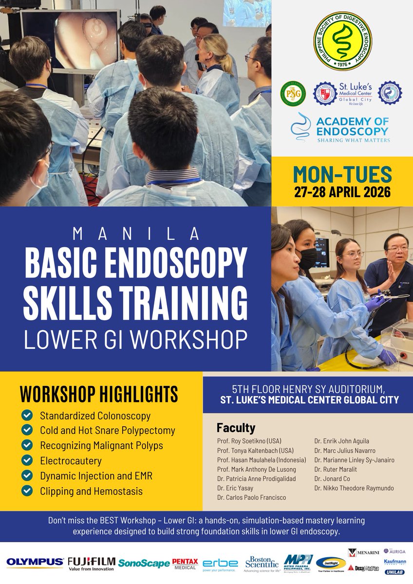 PSDEorgph's tweet photo. 📣 ANNOUNCEMENT 📣

The Philippine Society of Digestive Endoscopy (PSDE), in partnership with the Academy of Endoscopy (AOE), and in collaboration with the Institute of Digestive and Liver Diseases, St. Luke’s Medical Center - Bonifacio Global City, will be conducting the https://t.co/hTIbJkiVSg