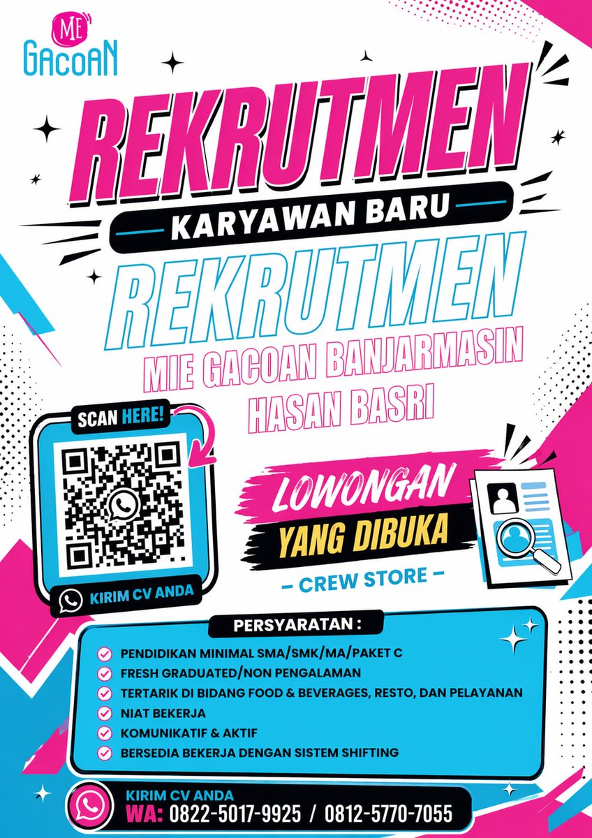 ezprvns's tweet photo. AYOO DAERAH BANJARMASIN DAN SEKITARNYA #lokerbjm lowongan kerja Banjarmasin https://t.co/dTMHzfdgdW