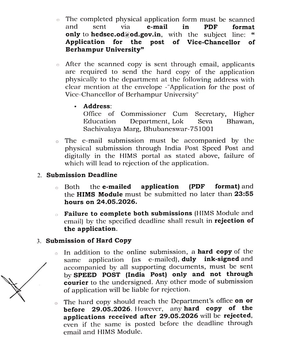 DHE_Odisha's tweet image. Advertisement for Appointment of Vice-Chancellor of Berhampur University

@CMO_Odisha @suryabanshibjp @IPR_Odisha 

#Highereducation #ViceChancellor #University #Recruitment