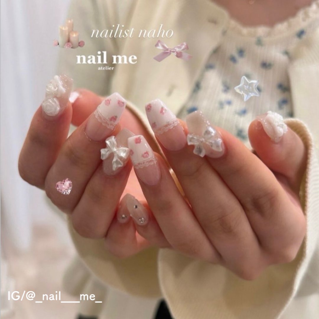 Nailiejp's tweet photo. 春ネイル迷ったらこれっ♡
レース✖️お花ネイルが圧倒的に可愛い🌸🤍 https://t.co/JHrilqiyAq