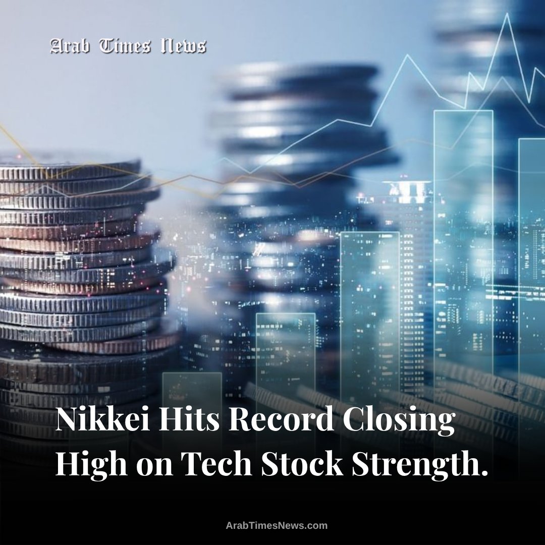 arabtimesnews's tweet image. Japan’s Nikkei rose for a third straight session to a record closing high, driven by gains in major tech stocks despite weakness across much of the broader market. Photo: WAM.

#Nikkei #JapanStocks #TechStocks #ArabTimesNews