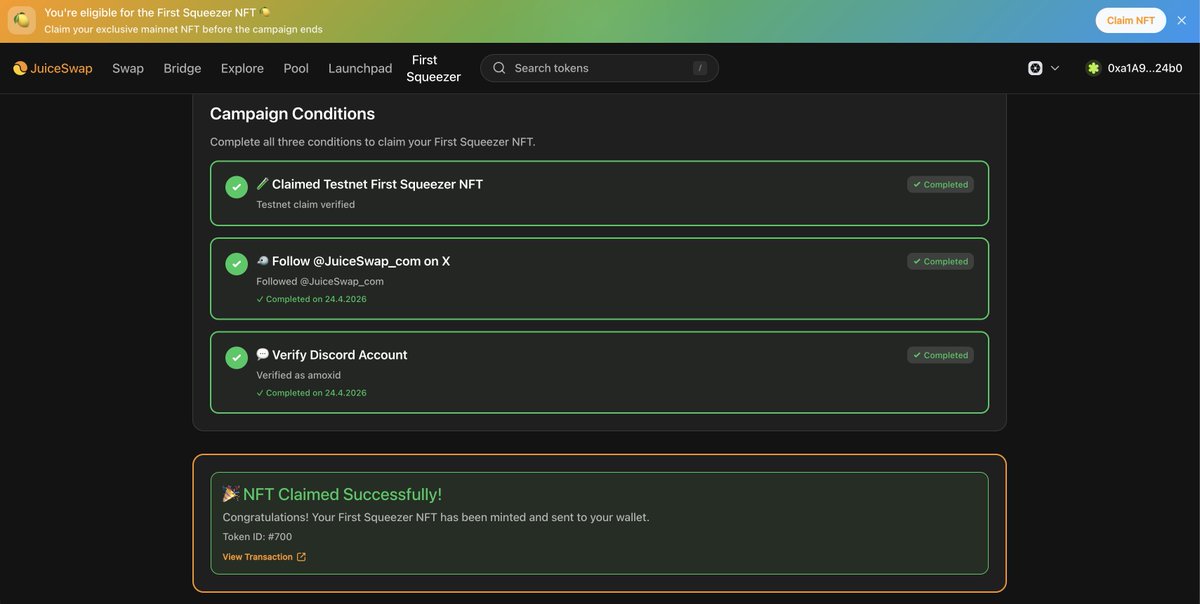 JuiceSwap tweet media