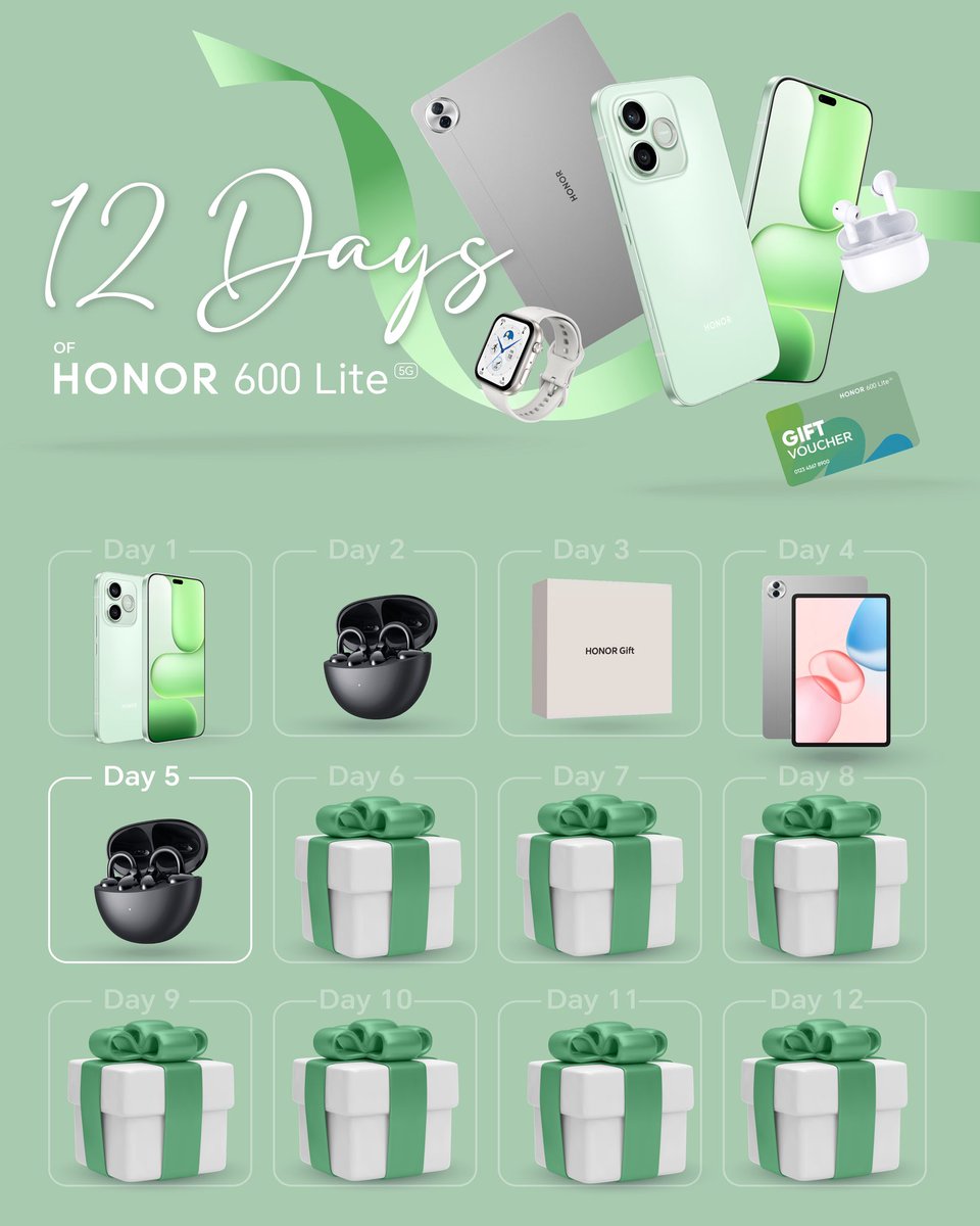 Day 5 Prize Unlocked ✨

We're giving away the HONOR Choice Ear Buds for you and your friend now answer this first.

What is the battery capacity (in mAh) of the HONOR 600 Lite?

HOW TO WIN:
Drop your answer in the comments.
Use the hashtag #12DaysofHONOR600Lite to validate your