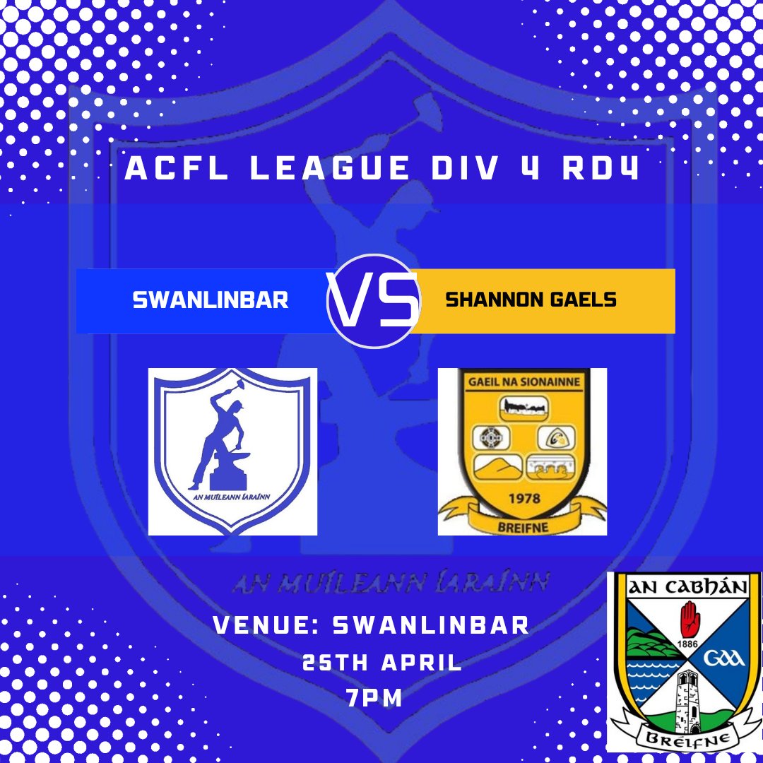 SwanlinbarGAA's tweet photo. Swanlinbar v Shannon Gaels
Get all the latest news on the Swanlinbar GAA app https://t.co/tdar9596Jn https://t.co/F34Z1bg75j