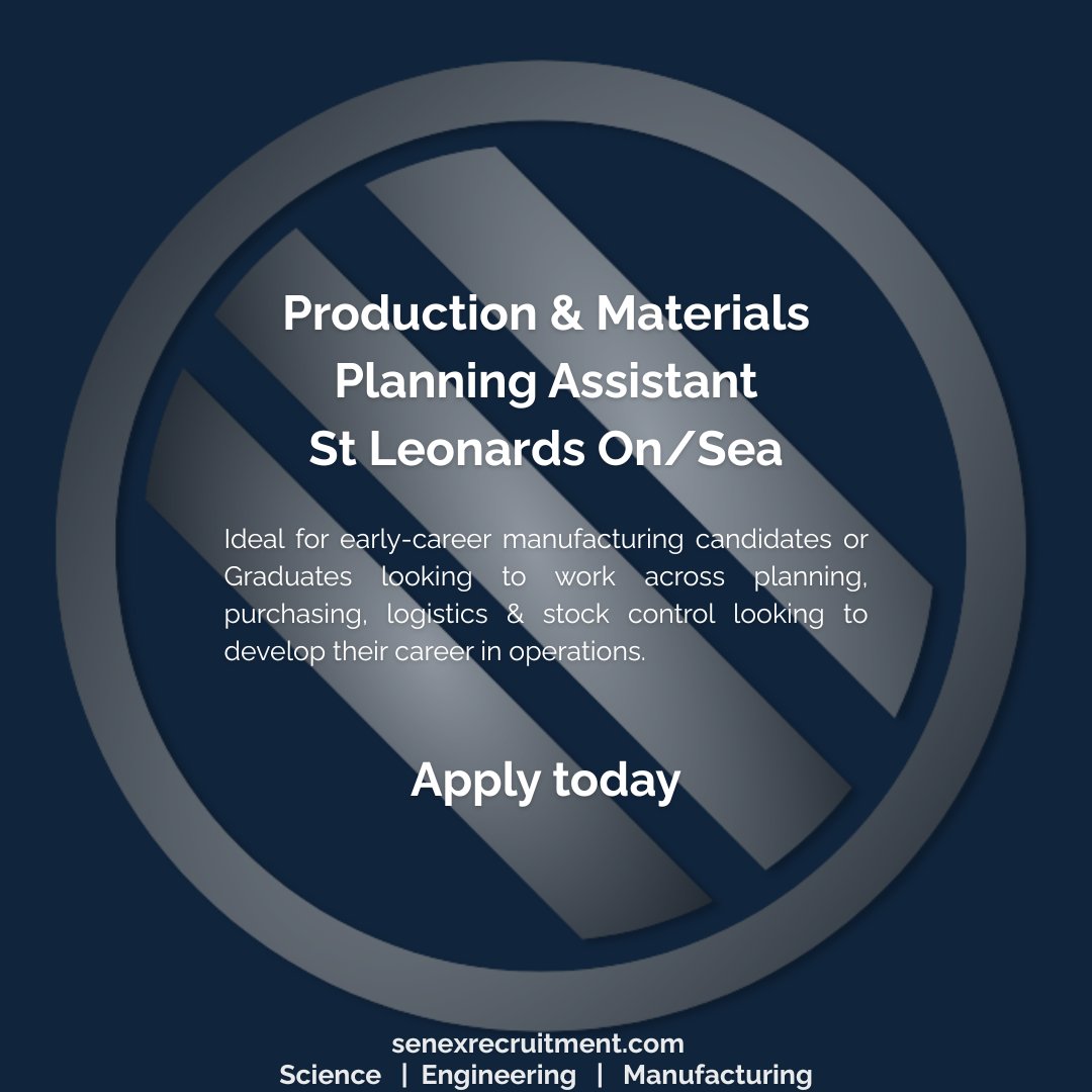 SenexRecruit's tweet photo. APPLY NOW:  Production &amp; Materials Planning Assistant - St Leonards-on-Sea.

You might already work in purchasing or planning, be a recent graduate, or have around a year’s experience in manufacturing or production. 

🔗 Apply via the link on our website

https://t.co/9M5NTEt9wO https://t.co/zrcCdhOBLW