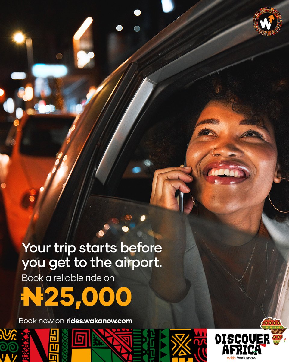 Wakanowdotcom's tweet image. Your journey deserves a smooth start and a seamless finish. Book your airport transfer with Wakanow and travel with complete peace of mind. 

Book now on rides.wakanow.com. 

Let's Go!

#TravelWithWakanow #AirportRides #TravelSmart #Wakanow