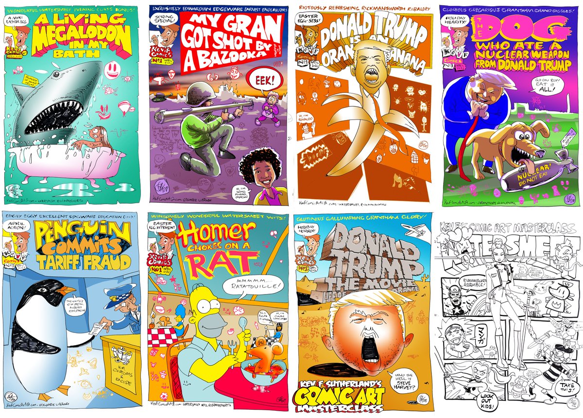 KevFComicArtist's tweet photo. April's been a busy month for the old Comic Art Masterclasses and mistake. Here are the covers of the comics I've made with kids in Rickmansworth, Edgware and Grantham.

More details in the blog: https://t.co/avFUZrYF0v

#comicartmasterclass #comics #artclass #education https://t.co/wYcz0qGDWX