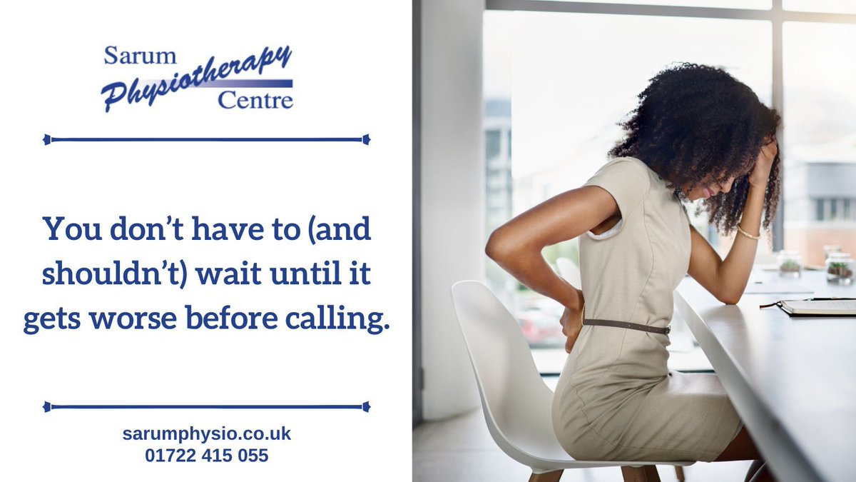 SarumPhysio's tweet image. If something’s been bothering you for a while, you don’t need to wait until it gets worse. Getting advice early can make all the difference to how you move and feel day to day. Call us today on 01722 415 055.

#PhysioCare #Physio #MoveBetter