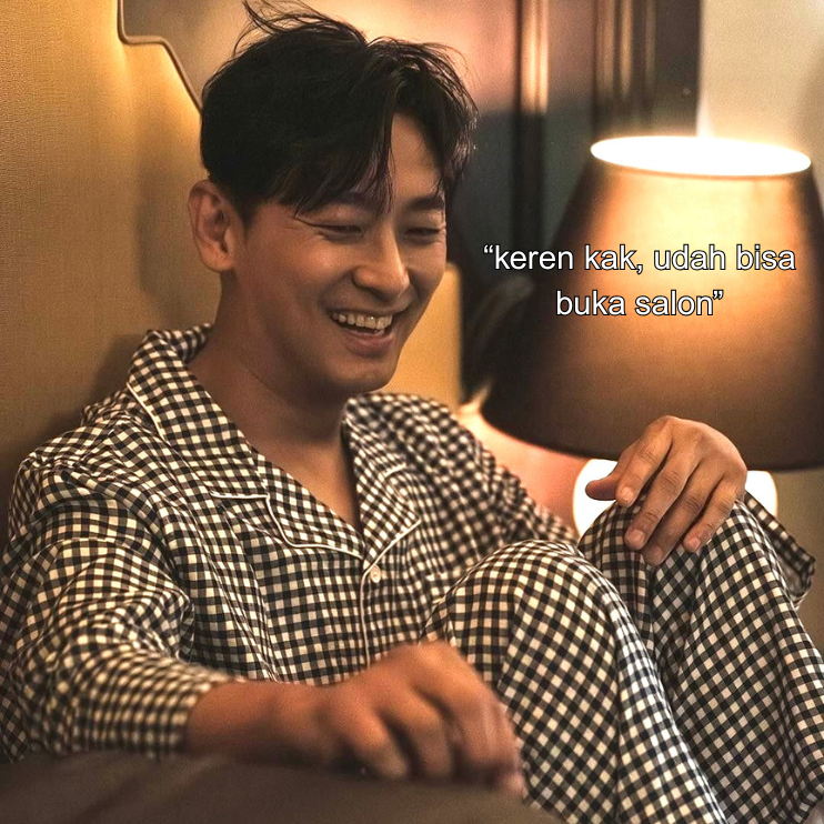 kangkit lagi nyantai tetiba dik meya masuk kamar dan nunjukkin rambut barunya dengan senyum sumringah #rombas