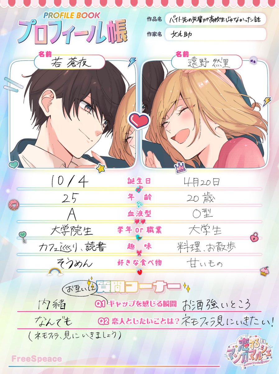 【ブー助★(プロフ必読)】 2人のプロフ帳ᝰ✍︎꙳⋆ #ときめくマンガに沼りたい