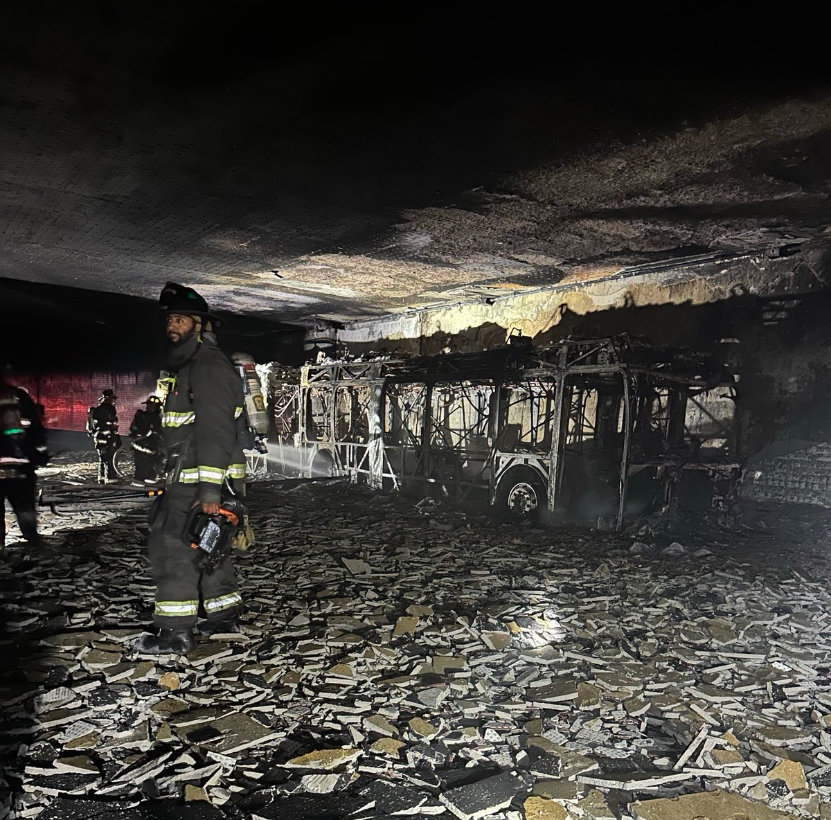 Take a look at this photo of the aftermath of this evening’s Metro bus fire in Washington DC’s Ninth Street tunnel: