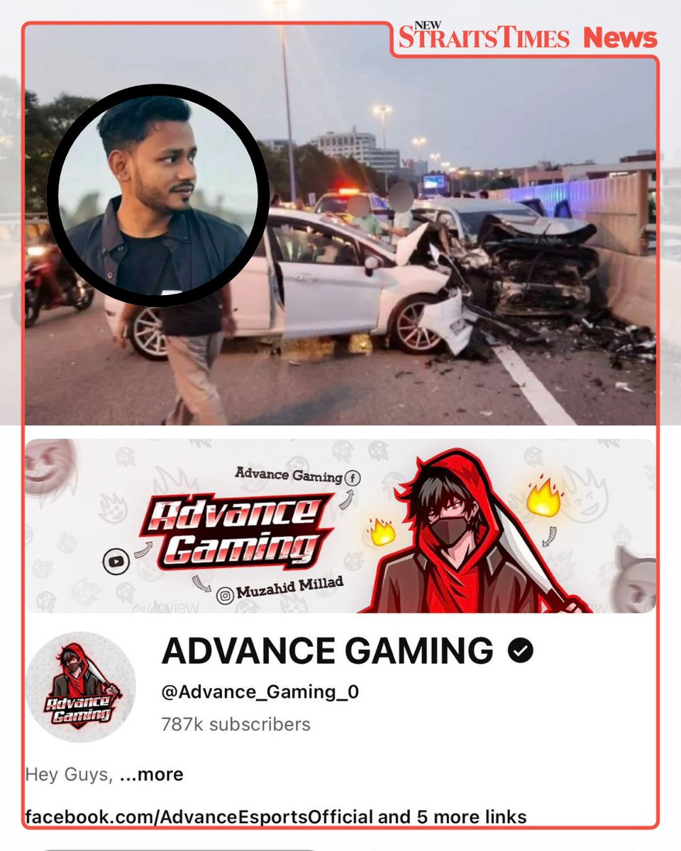 NST_Online's tweet photo. Bangladeshi killed in MEX drink-driving crash was major gaming influencer

A tragic end to a holiday in Malaysia. Muzahid Millad, the popular Bangladeshi gaming creator known as "Advance Gaming", has been killed in a suspected drink-driving crash on the MEX Highway. Here is what we know so far about the incident that has shocked millions.

🧵1