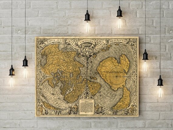 arttist's tweet image. Just listed this The Oronteus Finaeus Map of The World 1531 World Map Fine Art Print Historical map of the World Renaissance World map home decor map reprint by VintageImageryX