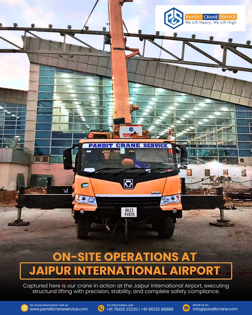 panditcranepvt's tweet image. Precision in every lift 🏗️At Jaipur International Airport, our crane delivers safe, stable &amp;amp; accurate lifting for critical infrastructure 
💪Skilled operators, precise planning &amp;amp; flawless execution—every time. 

#PanditCraneService #AirportProject #HeavyLifting #Infrastructure