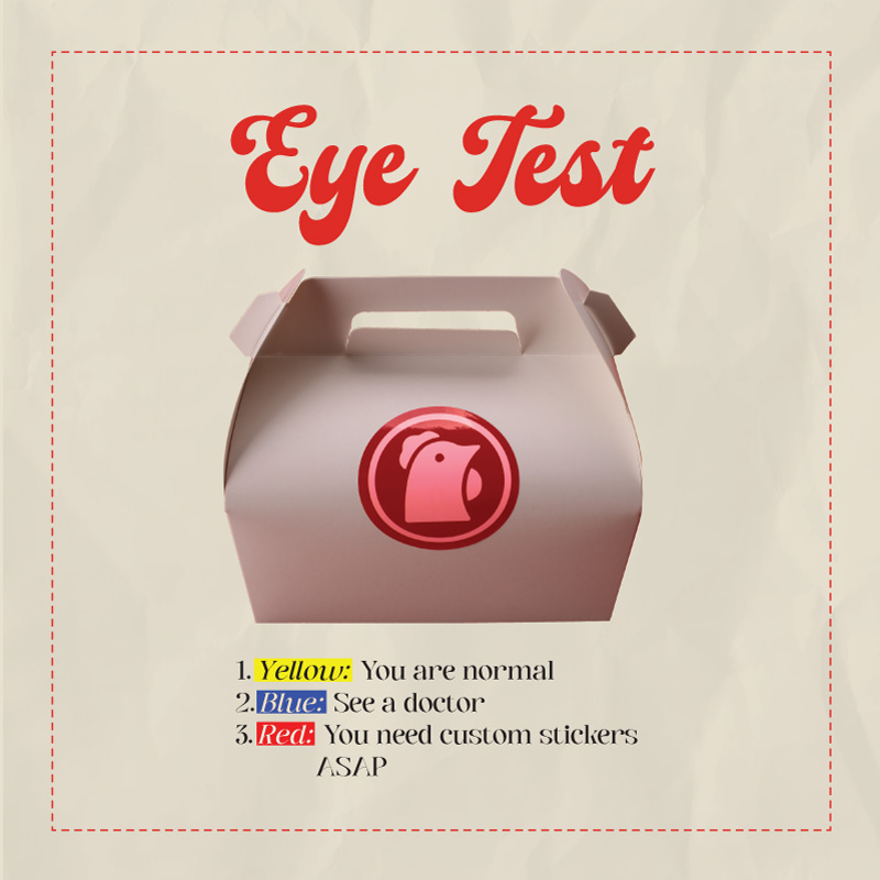 SingaPrinting's tweet image. Quick eye test... what colour did you see first? 👀

If it's red, time to upgrade your packaging. 🔴😉

Don't let your products blend in. Stand out and make a strong first impression in a crowded market.

Order now! ➡️ shorturl.at/A7UGH

#eyetest #stickers #customstickers